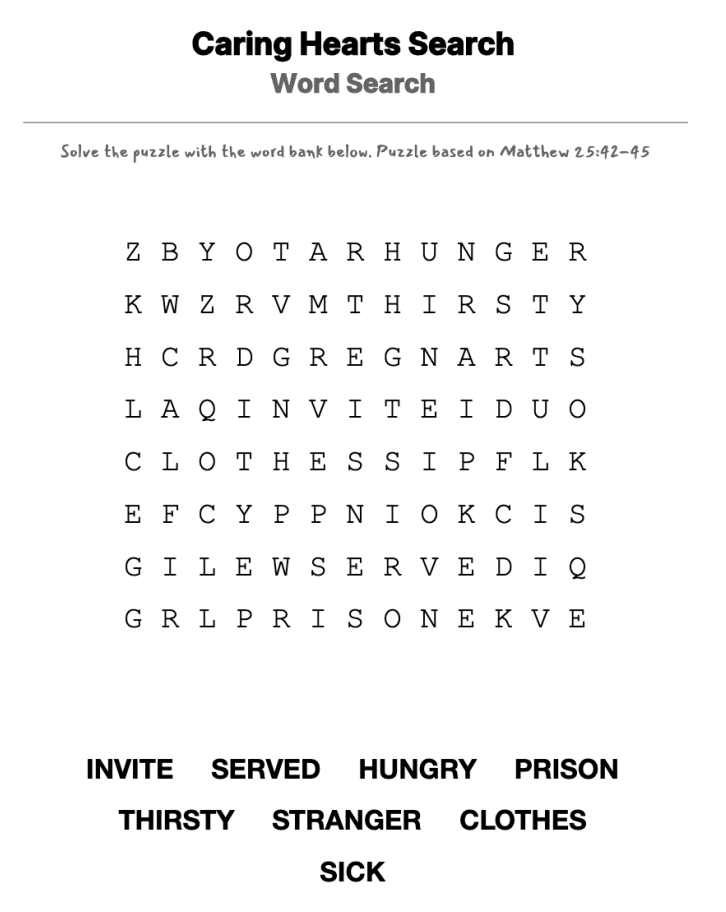 World Hunger word-search